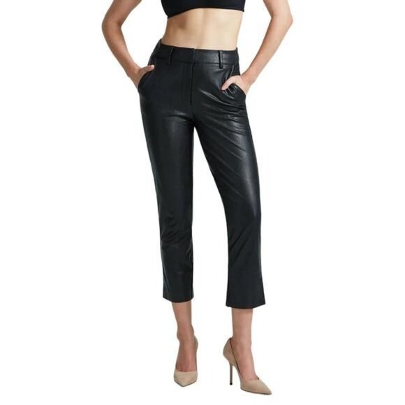 Commando Vegan Leather 7/8 Trouser Black Sz S Stretch High Rise Slim Pant‎ Edgy - Picture 1 of 14
